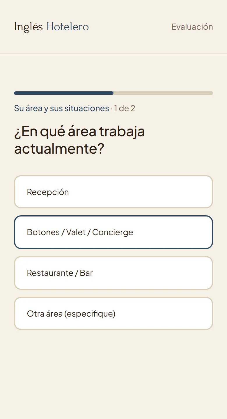 Pregunta del examen de colocación sobre una situación del turno